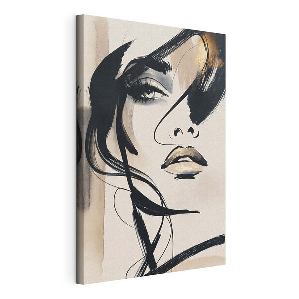 Canvas Schilderijen Schilderij van het gezicht van een vrouw