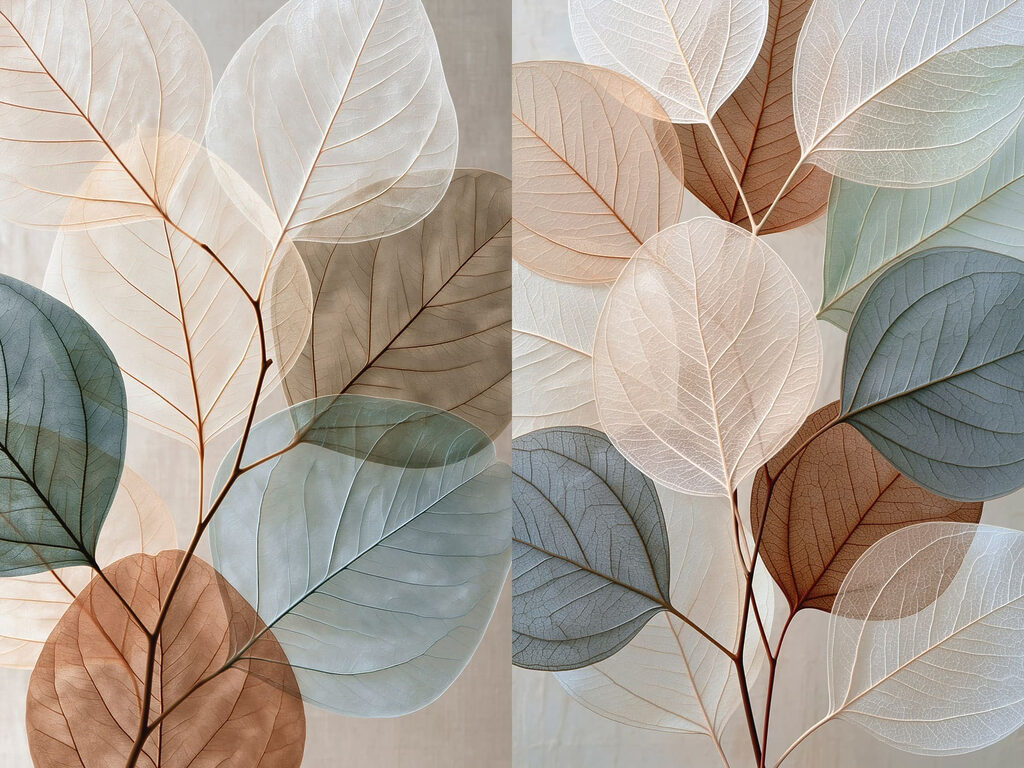 Delicate leaves in soft colors