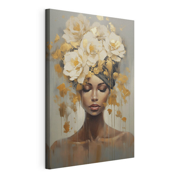 Painting of a woman with flowers in her hair Painting of a woman with flowers in her hair