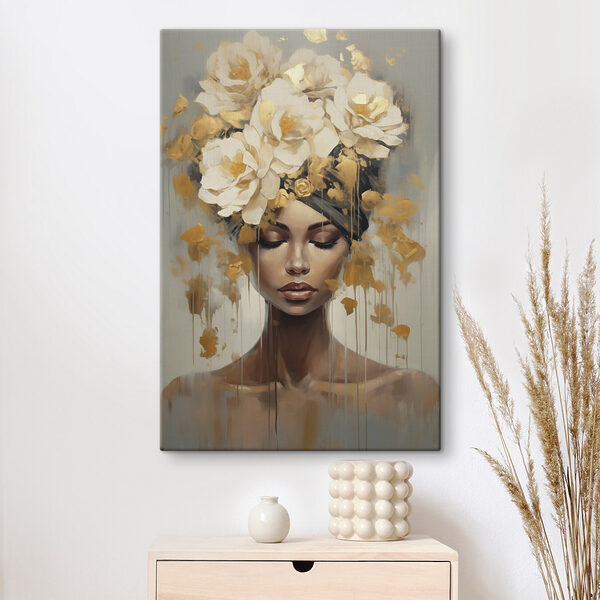 Painting of a woman with flowers in her hair Painting of a woman with flowers in her hair