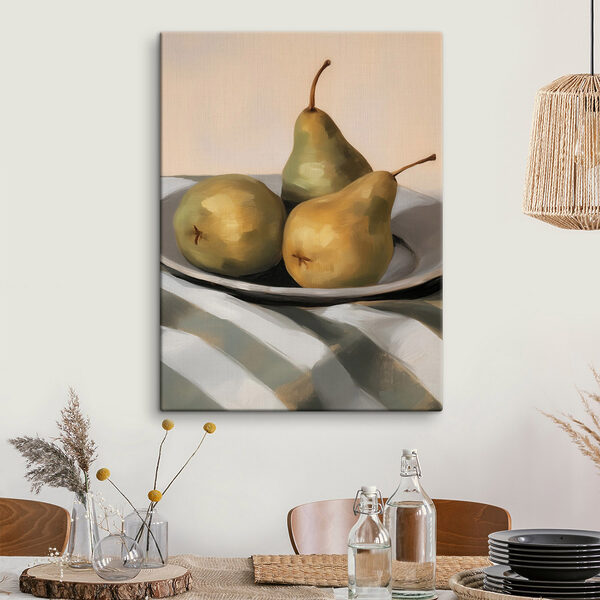 Plate of pears on a table Plate of pears on a table