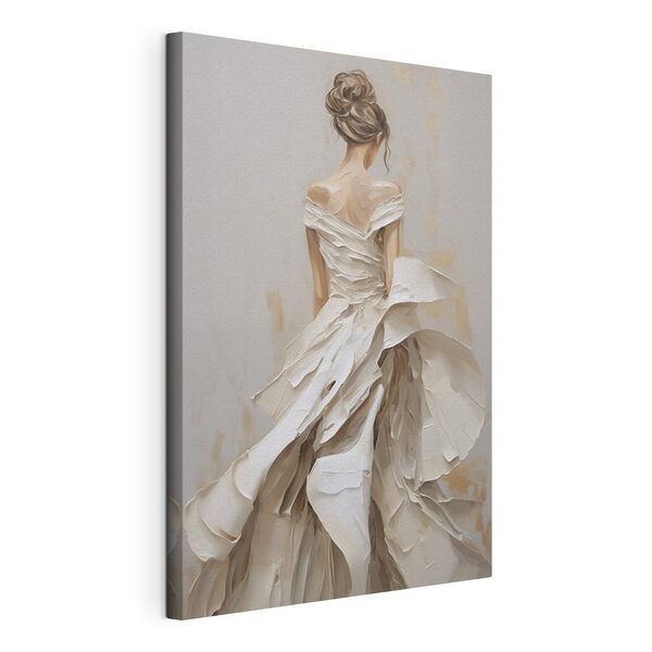 Schilderij van een vrouw in een witte jurk Canvas Schilderijen Schilderij van een vrouw in een witte jurk