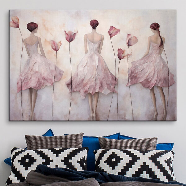 Painting of a woman in a dress with flowers Painting of a woman in a dress with flowers