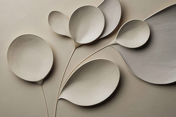 Group of white spoons Group of white spoons