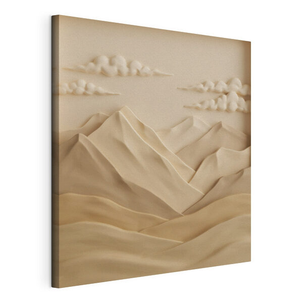 Canvas Schilderijen Witte en bruine bergen met wolken en nog eens wolken