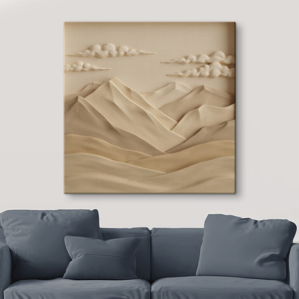 White and tan mountains with clouds and clouds