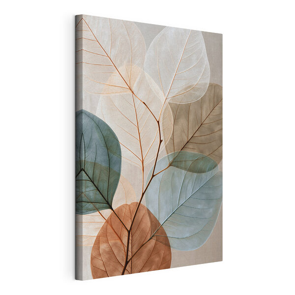 Canvas Schilderijen Fijne blaadjes in zachte kleuren