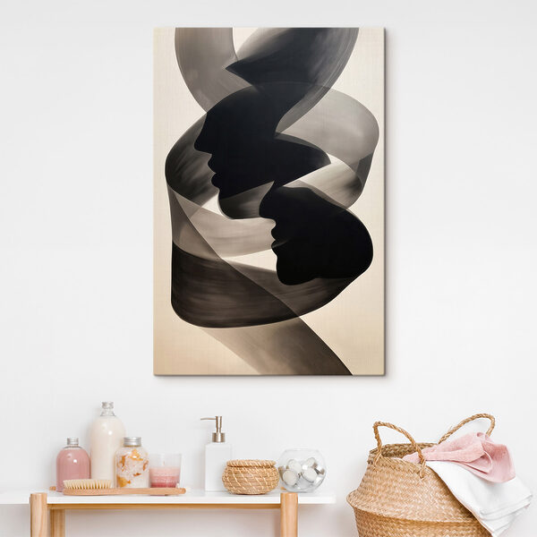 Black and white image of two faces