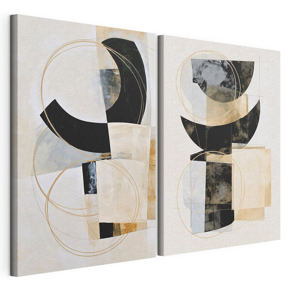 Schilderij van een paar cirkels en een paar cirkels Modulaire canvasprint Schilderij van een paar cirkels en een paar cirkels