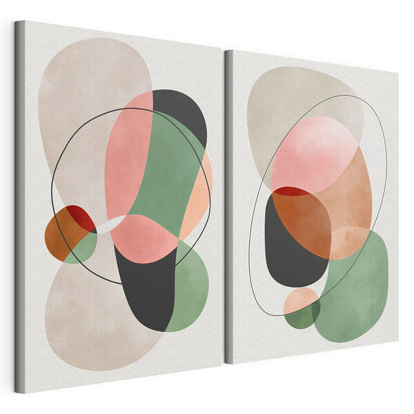 Abstracte vormen in zachte kleuren Modulaire canvasprint Abstracte vormen in zachte kleuren