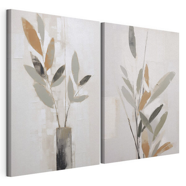 Schilderij van een plant in een vaas Modulaire canvasprint Schilderij van een plant in een vaas