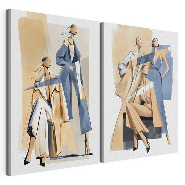 Collage van vrouwen in verschillende outfits Modulaire canvasprint Collage van vrouwen in verschillende outfits