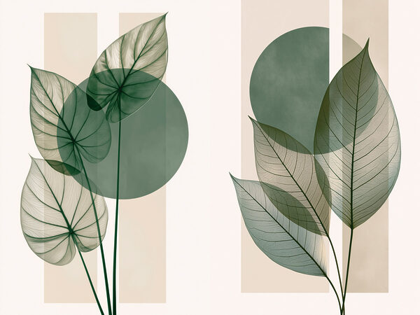 Elegant green leaves on soft background