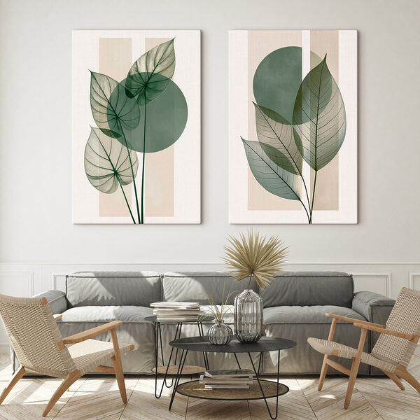 Elegant green leaves on soft background