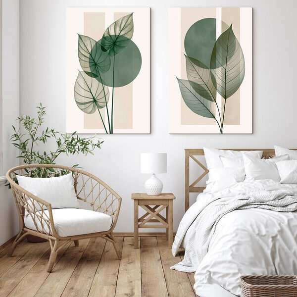 Elegant green leaves on soft background