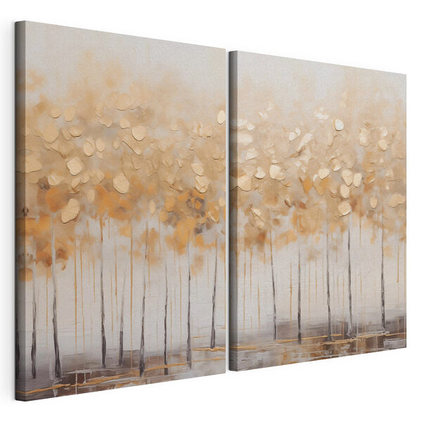 Herfstbomen in zachte tinten Modulaire canvasprint Herfstbomen in zachte tinten