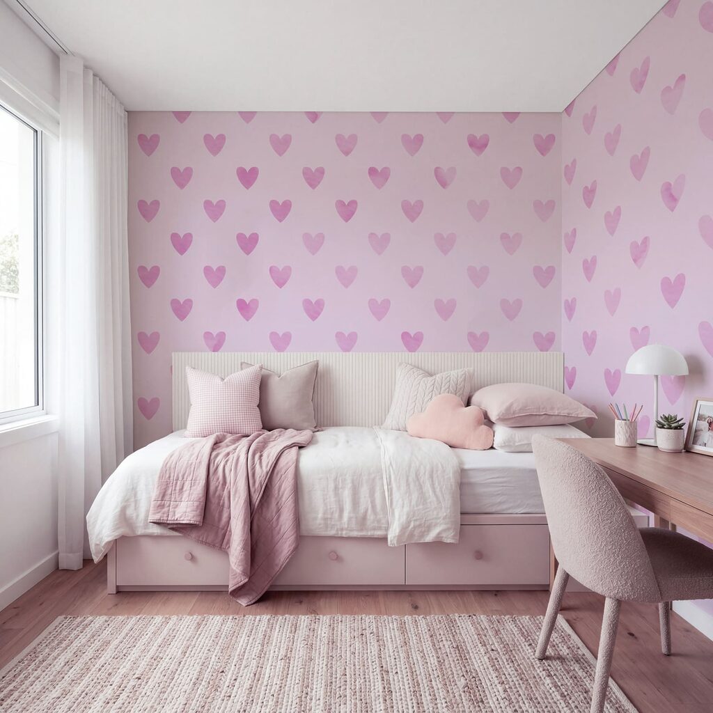 Roze hartjes op een roze achtergrond