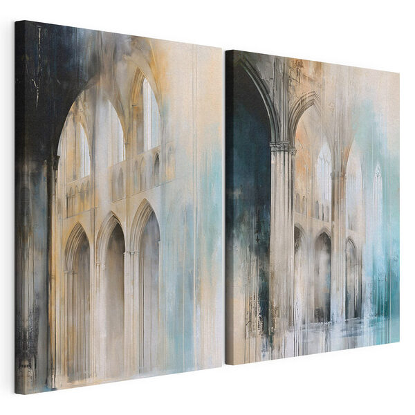 Modulaire canvasprint Schilderij van een gebouw met bogen