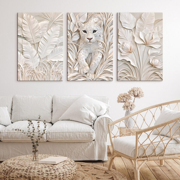 White tiger sculpture with leaves White tiger sculpture with leaves