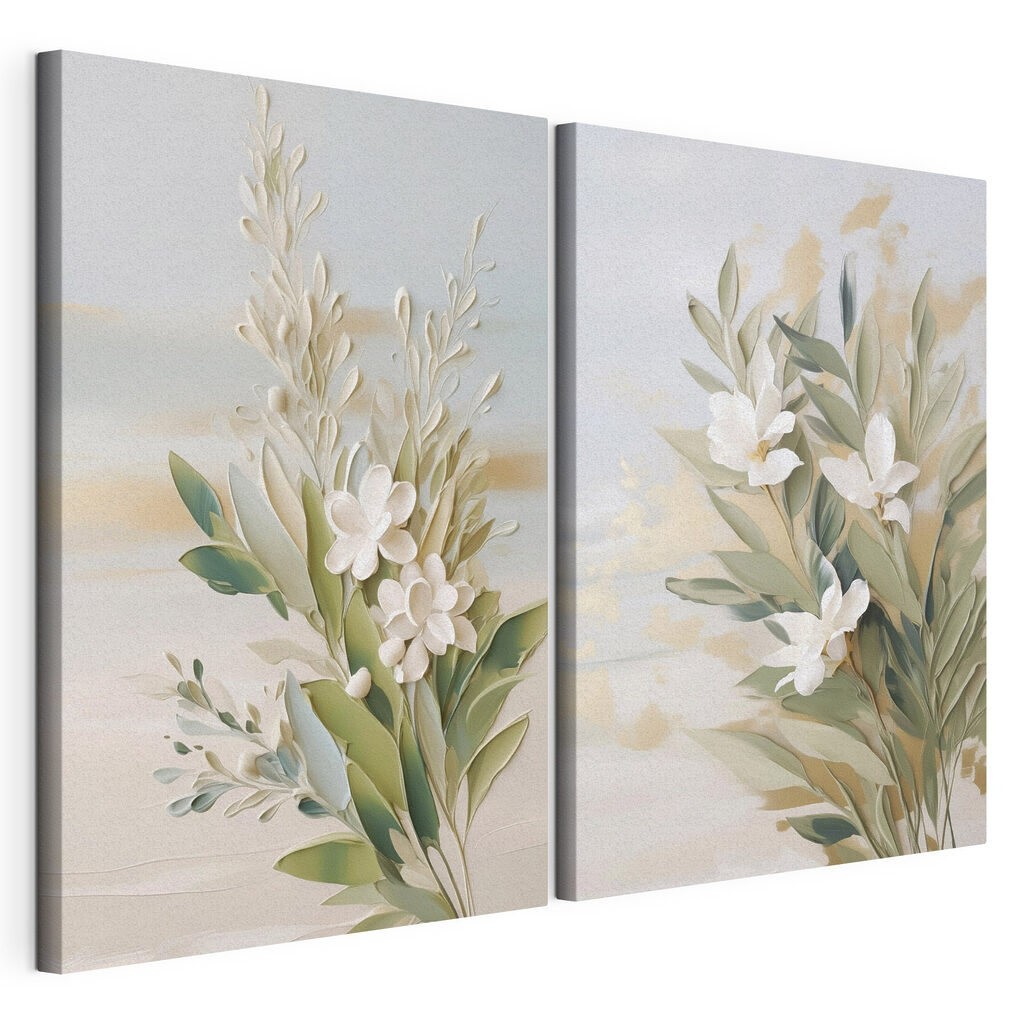 Painting of flowers and leaves