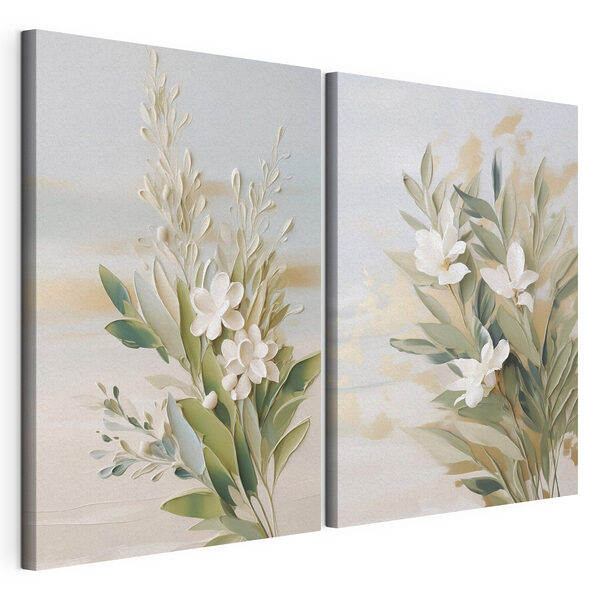 Painting of flowers and leaves