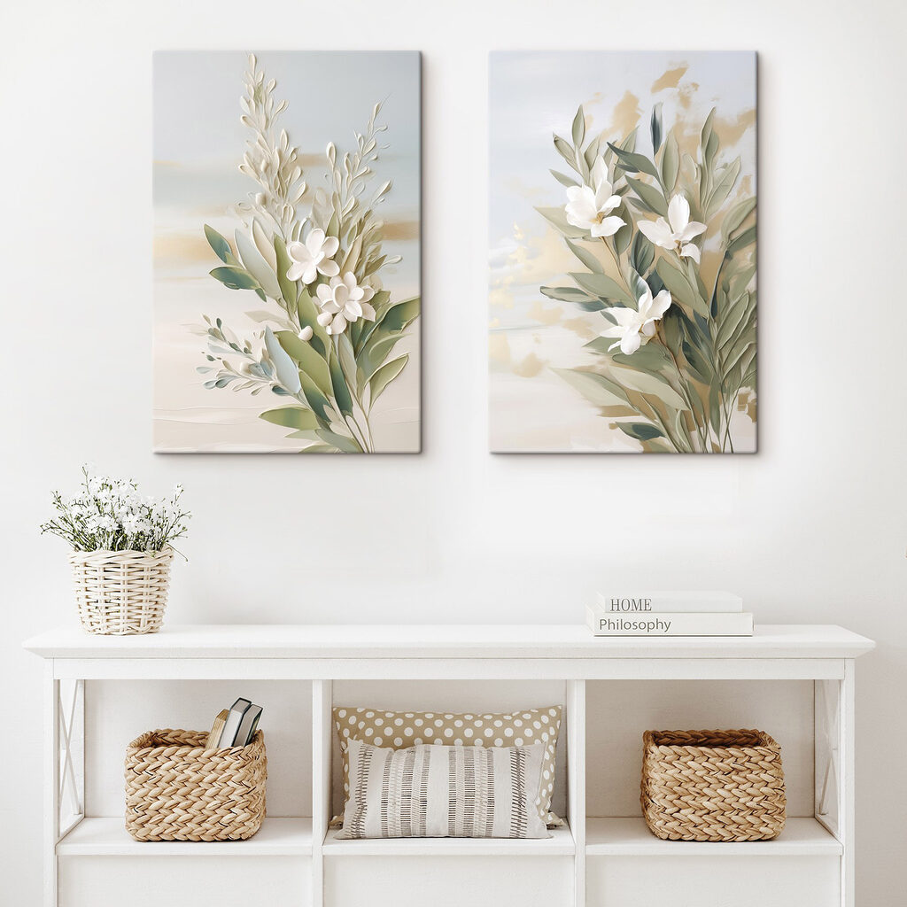 Painting of flowers and leaves