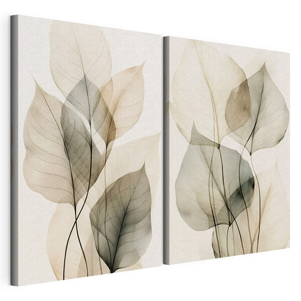 Fluisterende tinten van tere blaadjes Modulaire canvasprint Fluisterende tinten van tere blaadjes