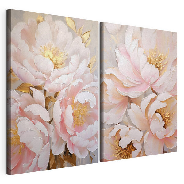 Modulaire canvasprint Prachtige bloemen in zachte pasteltinten
