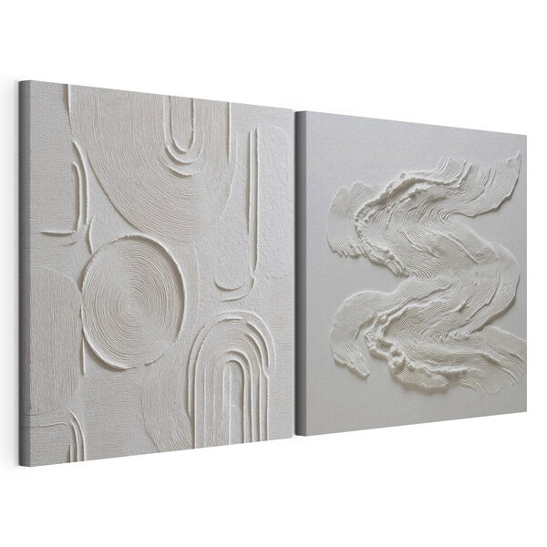 Modulaire canvasprint Ingewikkelde patronen in zachte witte tinten