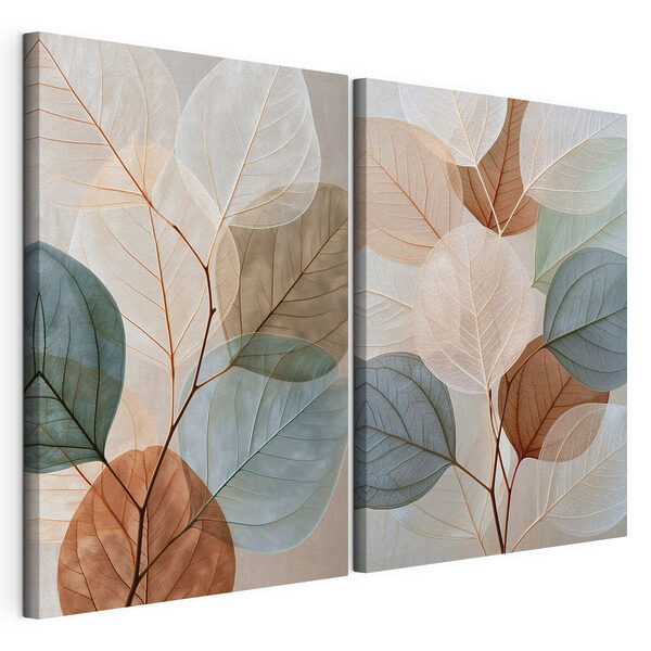 Fijne blaadjes in zachte kleuren Modulaire canvasprint Fijne blaadjes in zachte kleuren