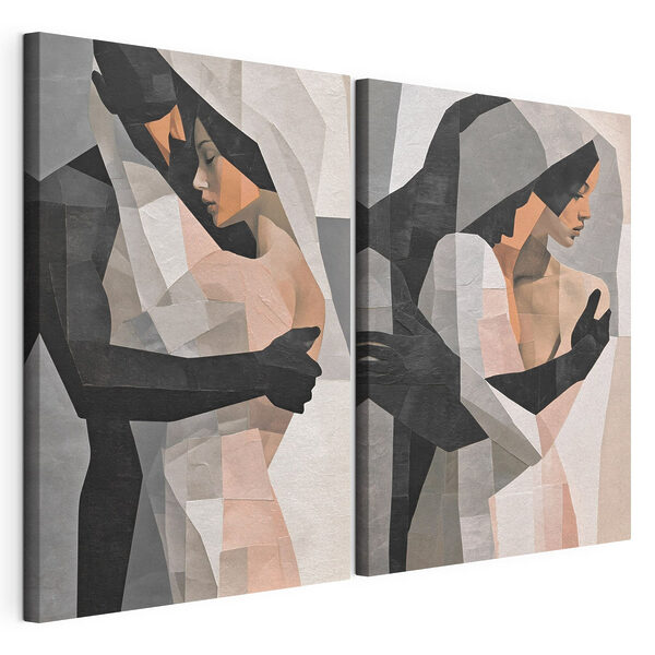 Collage van een paar mensen die elkaar omhelzen Modulaire canvasprint Collage van een paar mensen die elkaar omhelzen