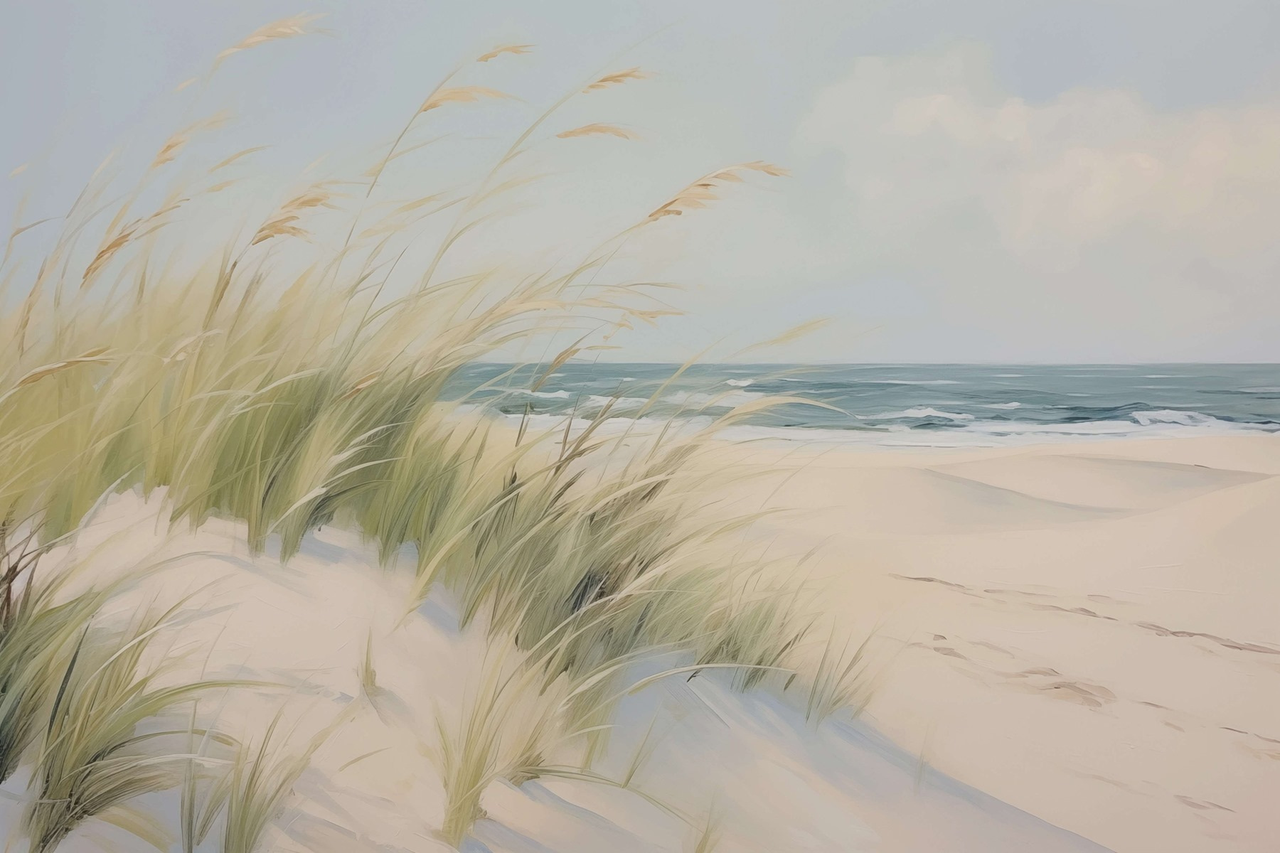 Beach with grass and sand Beach with grass and sand