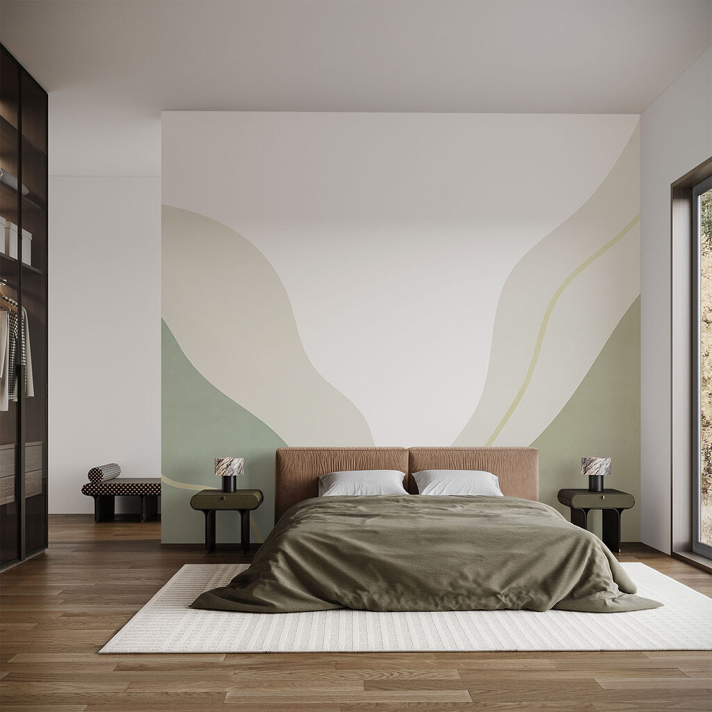 Groene en witte abstracte kunst