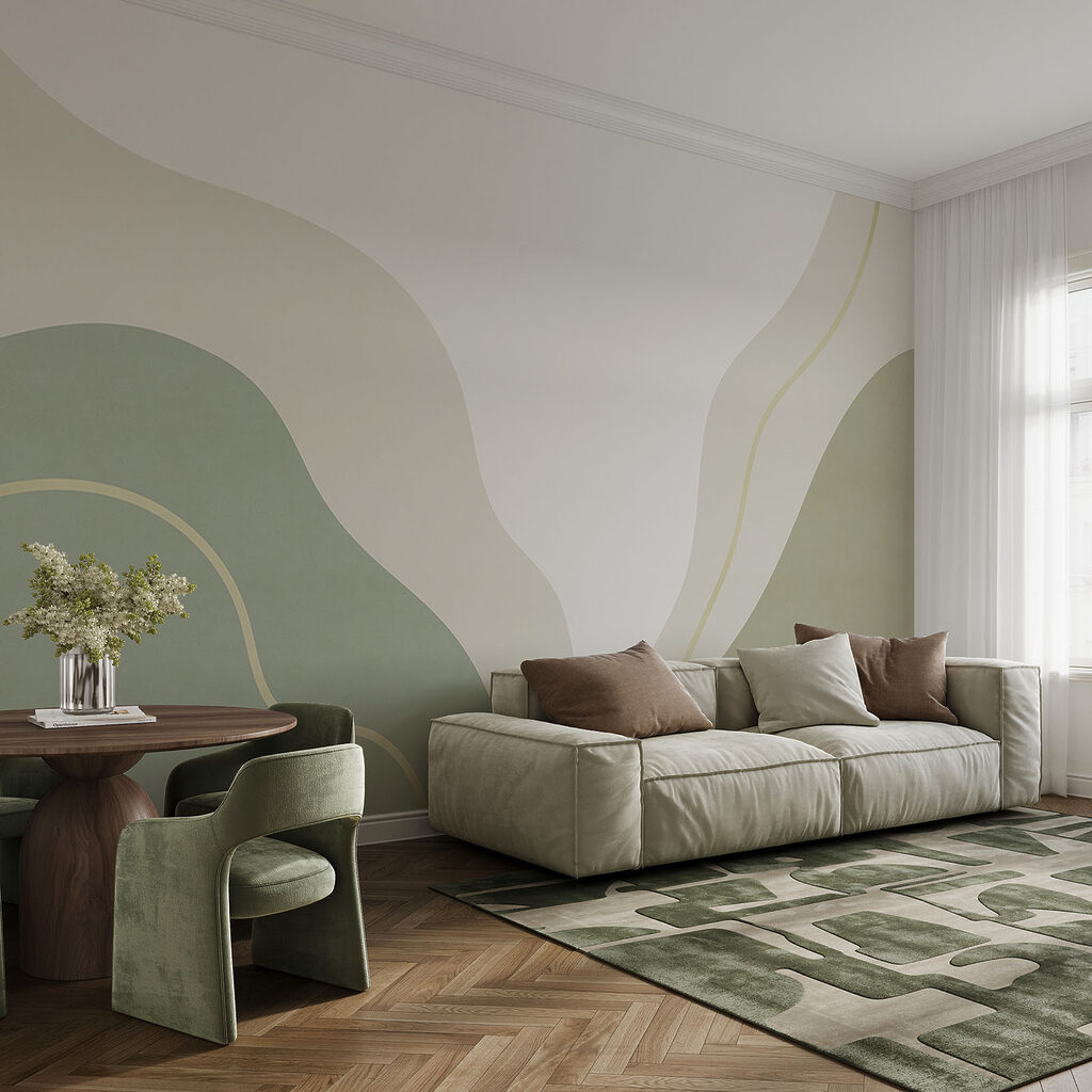 Groene en witte abstracte kunst