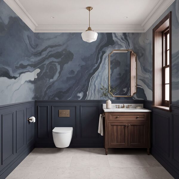 Wervelende tinten blauw en grijs