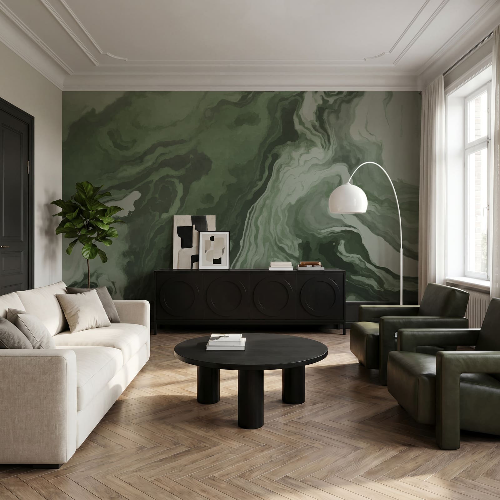 Groene en witte krullen