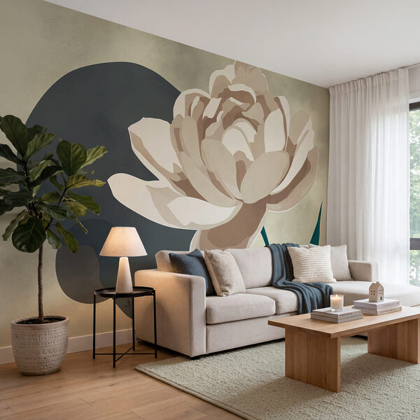 Witte bloem met groene bladeren