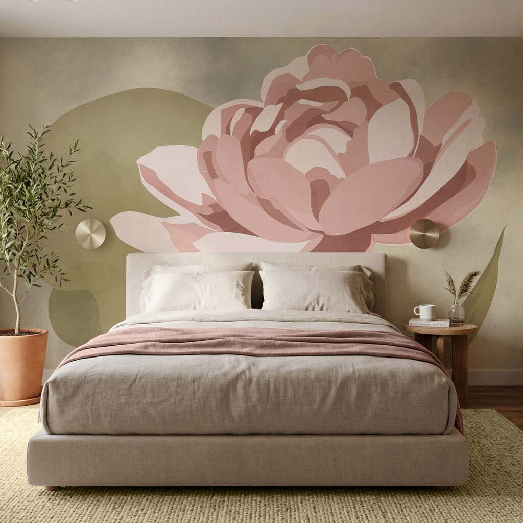 Roze bloem met groene bladeren Roze bloem met groene bladeren