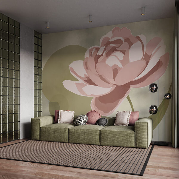 Roze bloem met groene bladeren Roze bloem met groene bladeren
