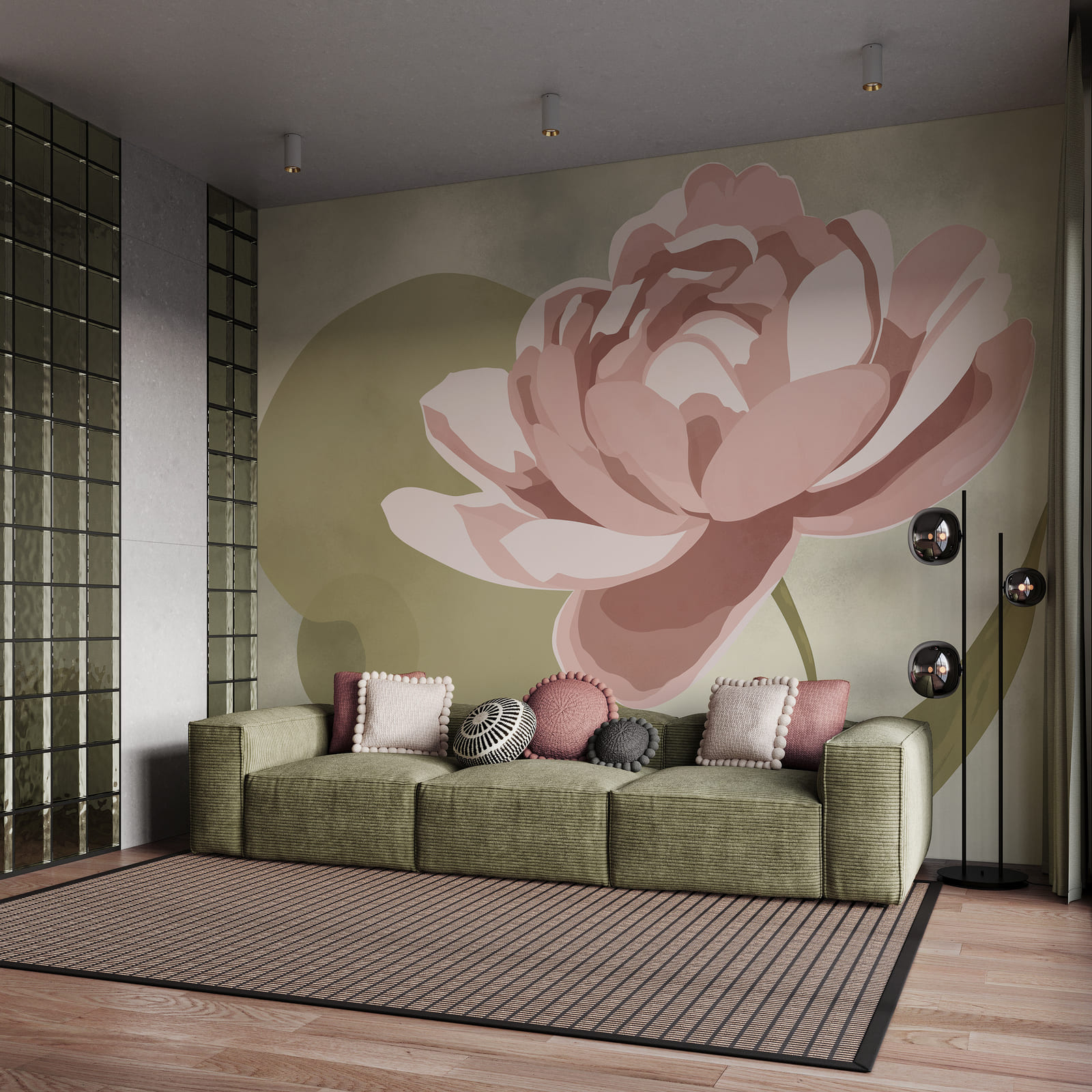 Roze bloem met groene bladeren Roze bloem met groene bladeren
