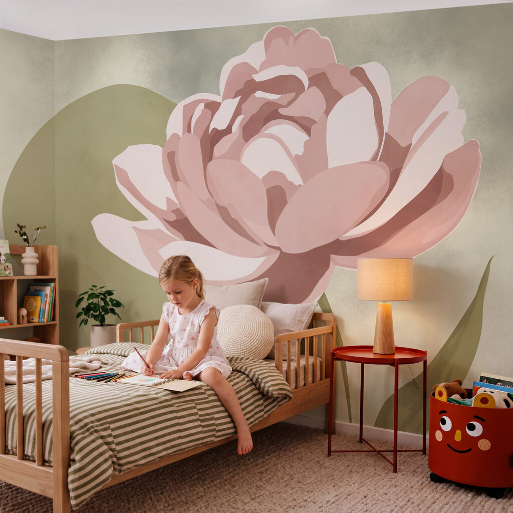 Roze bloem met groene bladeren Roze bloem met groene bladeren