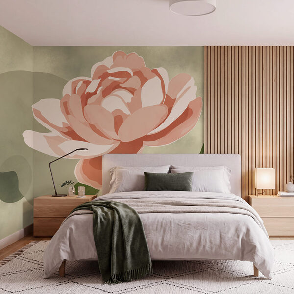 Roze bloem met groene bladeren