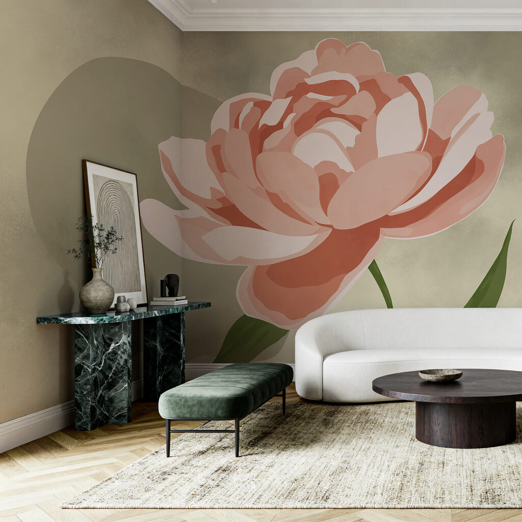 Roze bloem met groene bladeren