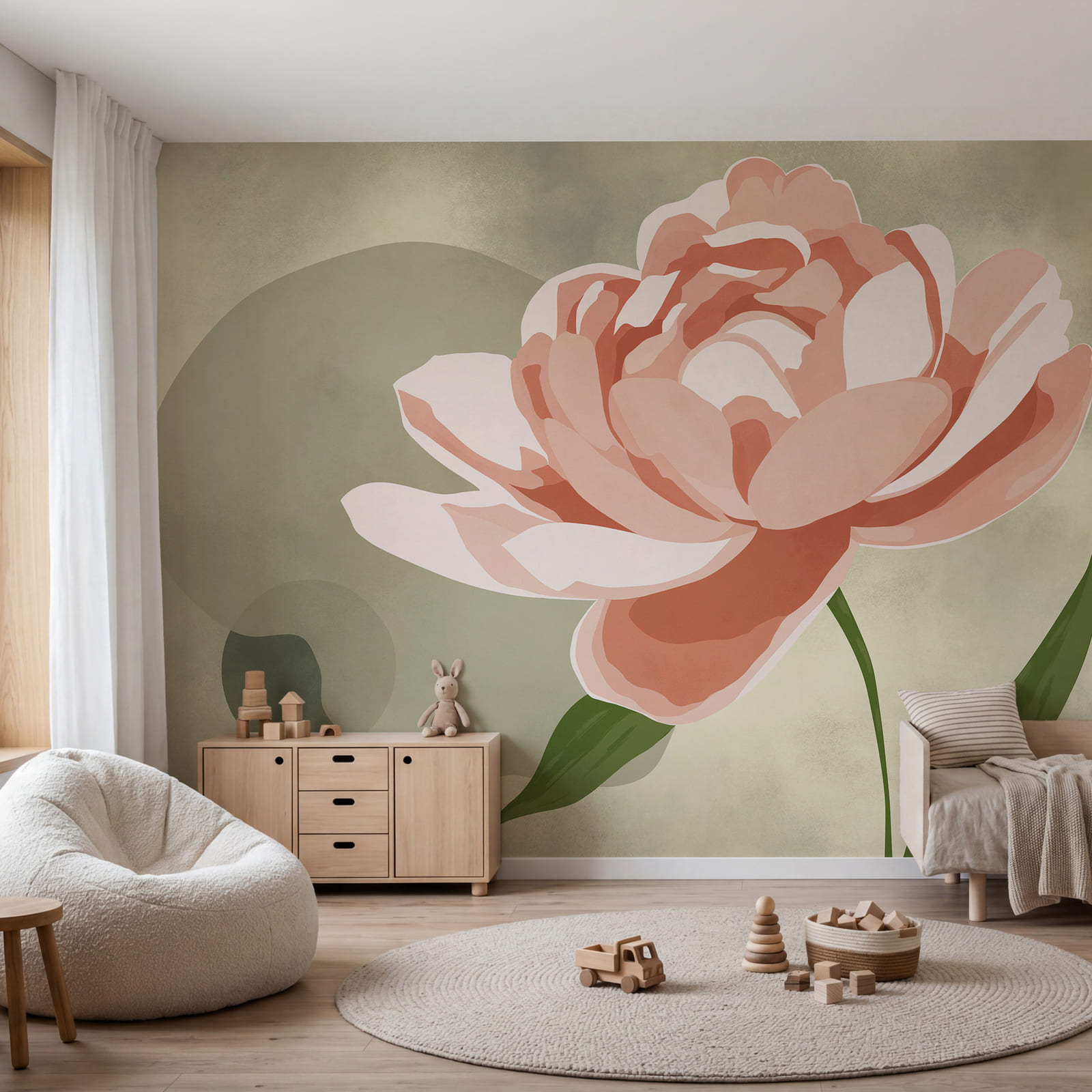 Roze bloem met groene bladeren