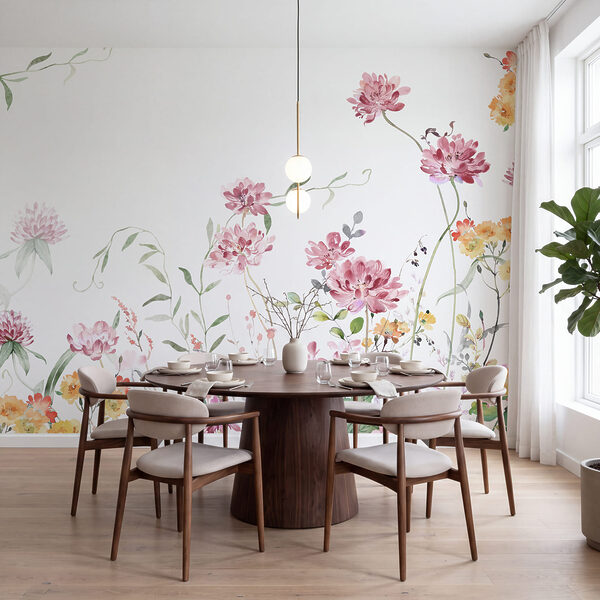 Schilderij van bloemen en bladeren Schilderij van bloemen en bladeren