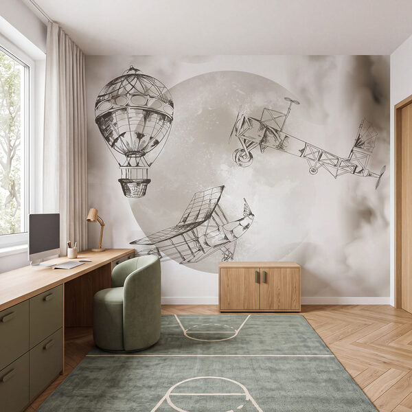 Tekening van vliegtuigen en een ballon Tekening van vliegtuigen en een ballon