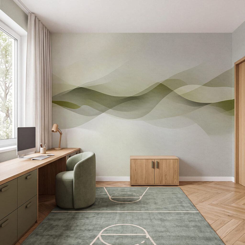Witte achtergrond met groene en grijze golven Witte achtergrond met groene en grijze golven