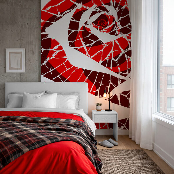 Fotobehang Rood-wit krullend patroon (Artikelnummer: t01035) Fotobehang Rood-wit krullend patroon (Artikelnummer: t01035)