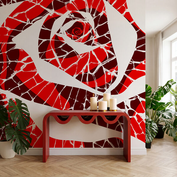Fotobehang Rood-wit krullend patroon (Artikelnummer: t01035) Fotobehang Rood-wit krullend patroon (Artikelnummer: t01035)