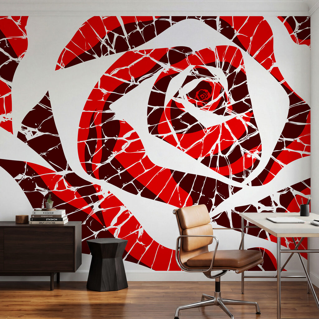 Fotobehang Rood-wit krullend patroon (Artikelnummer: t01035) Fotobehang Rood-wit krullend patroon (Artikelnummer: t01035)